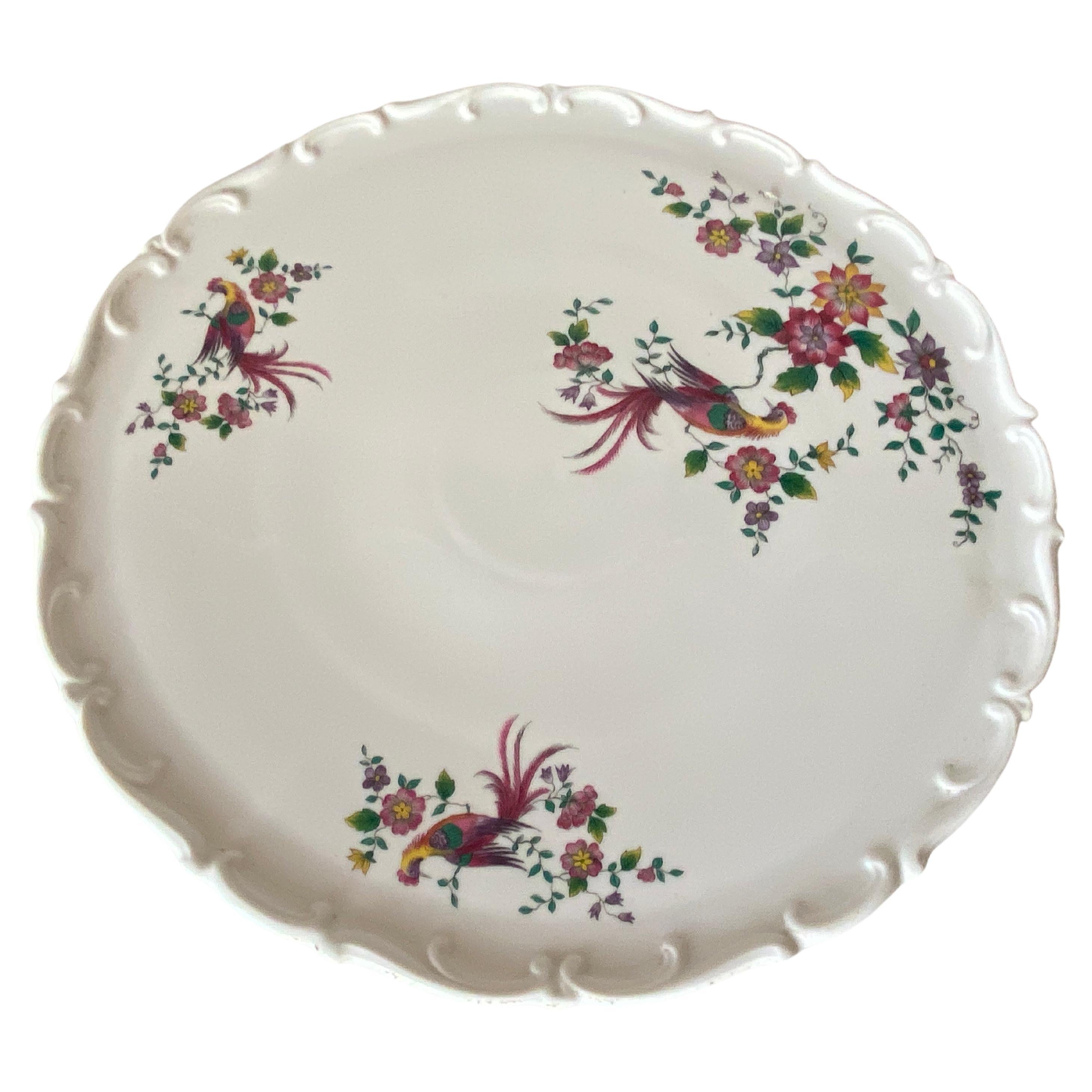 Porcelain Dish, by Royal Fettau with Birds and Flowers Decor, Bavaria Germany For Sale