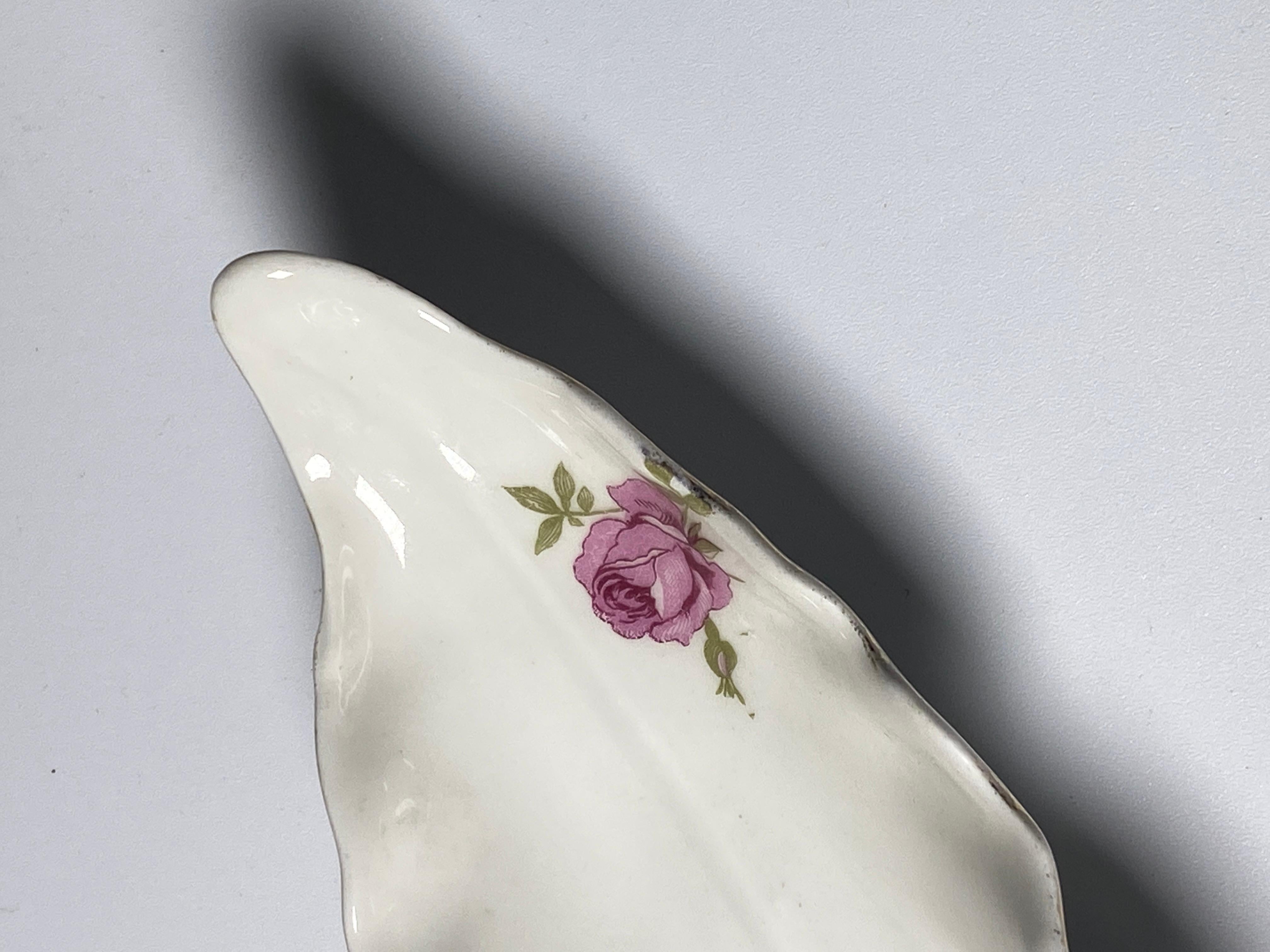 Late 20th Century Porcelain Dish from Limoges, with Rose Flowers, from France 1970 For Sale