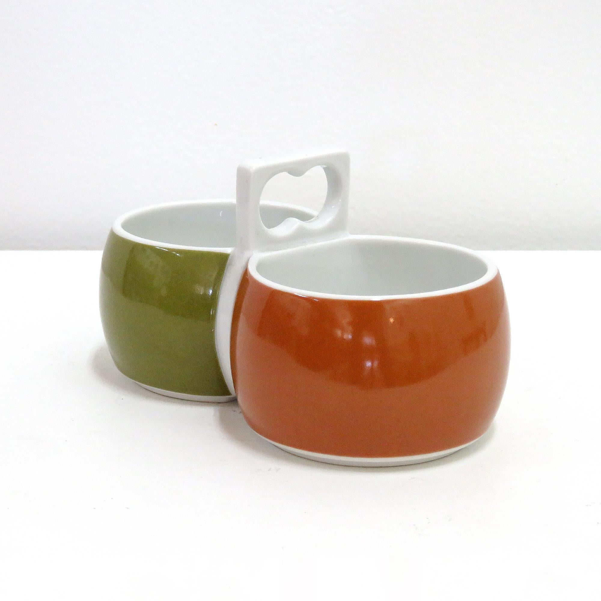 Cast Porcelain Double Dip Bowls 'Chromatics' by Arzberg, 1971 For Sale