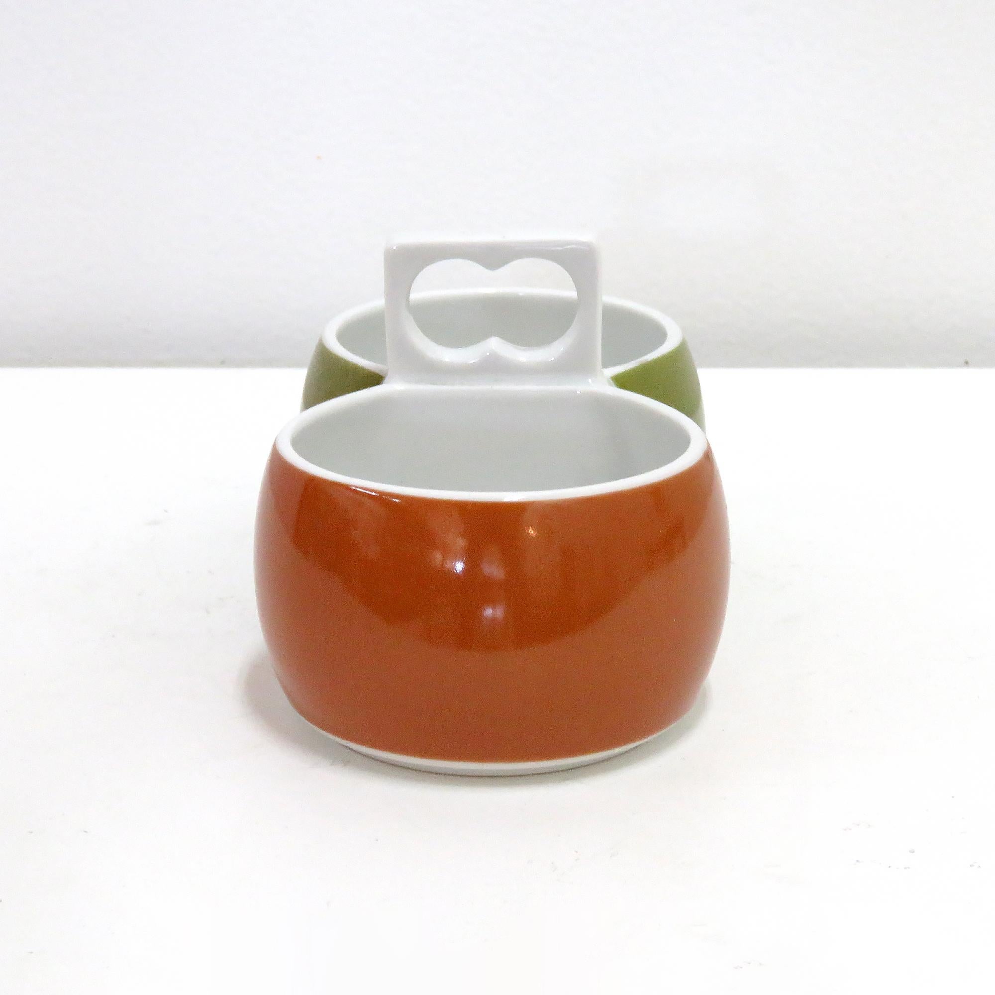 Porcelain Double Dip Bowls 'Chromatics' by Arzberg, 1971 In Good Condition For Sale In Los Angeles, CA