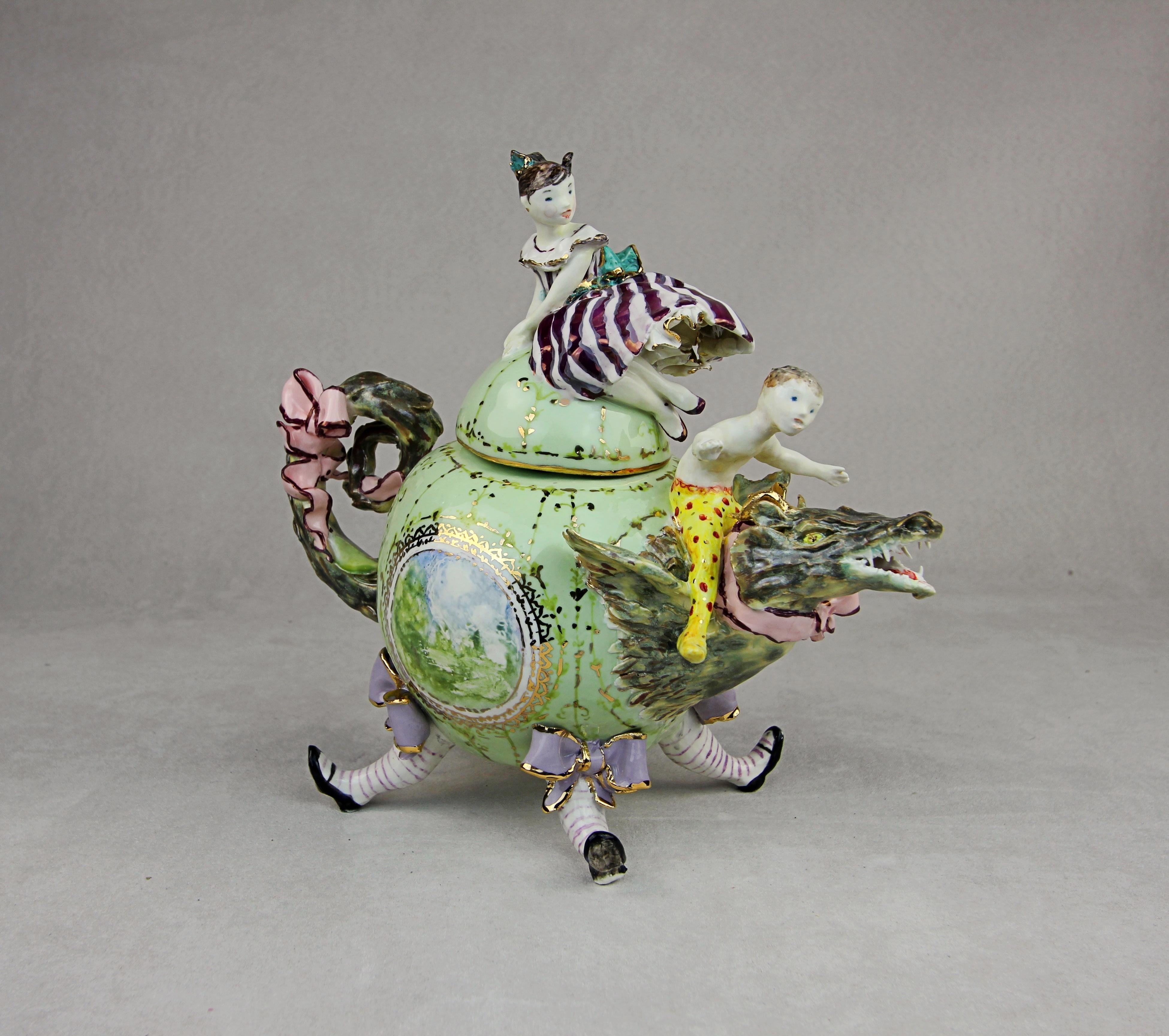 Baroque Porcelaine dragon en porcelaine, fabriqué à la main en Italie, design artisanal 2021 en vente
