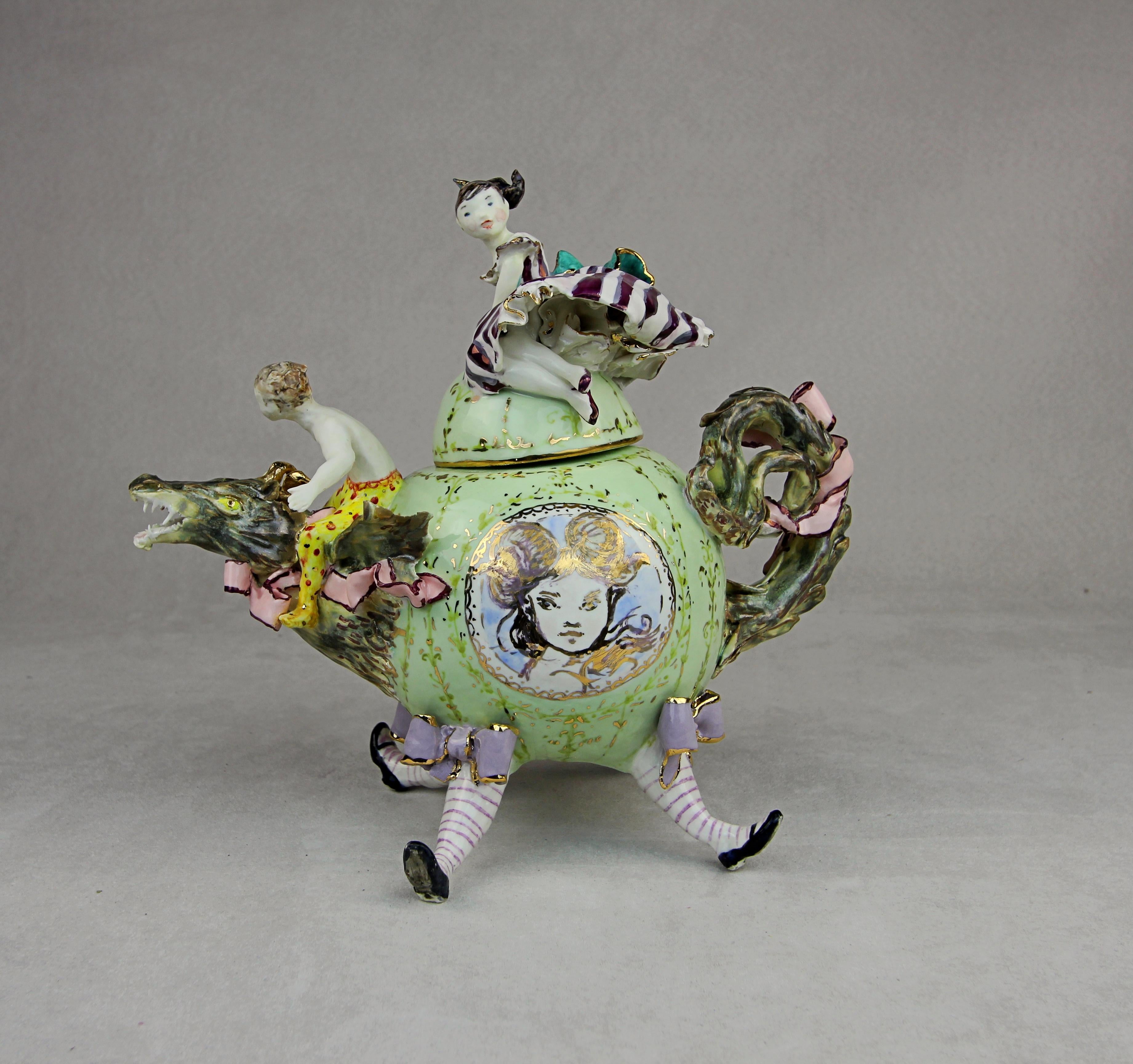 italien Porcelaine dragon en porcelaine, fabriqué à la main en Italie, design artisanal 2021 en vente