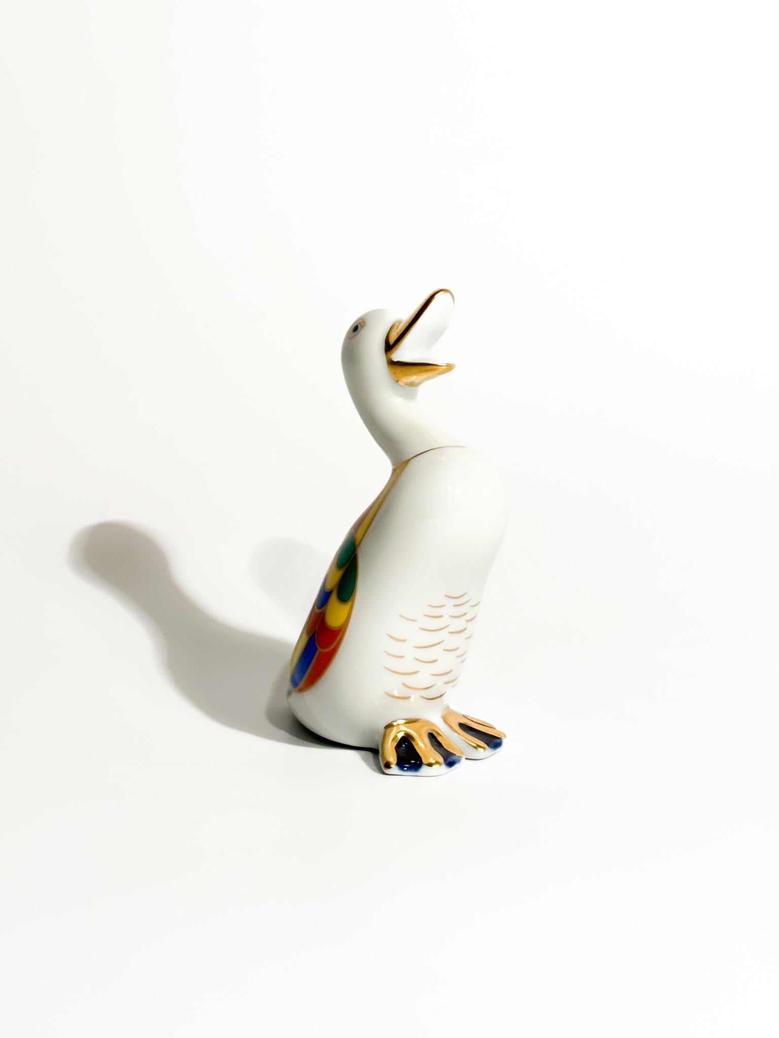 Italian Porcelain Duck by Richard Ginori Hand Painted from the 1980s For Sale