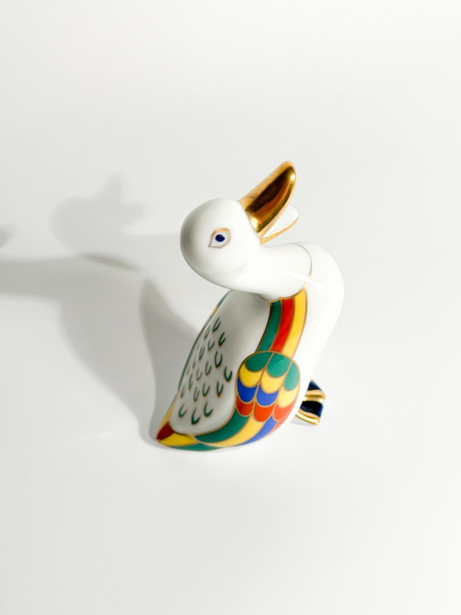 Porcelain Duck by Richard Ginori Hand Painted from the 1980s For Sale 1