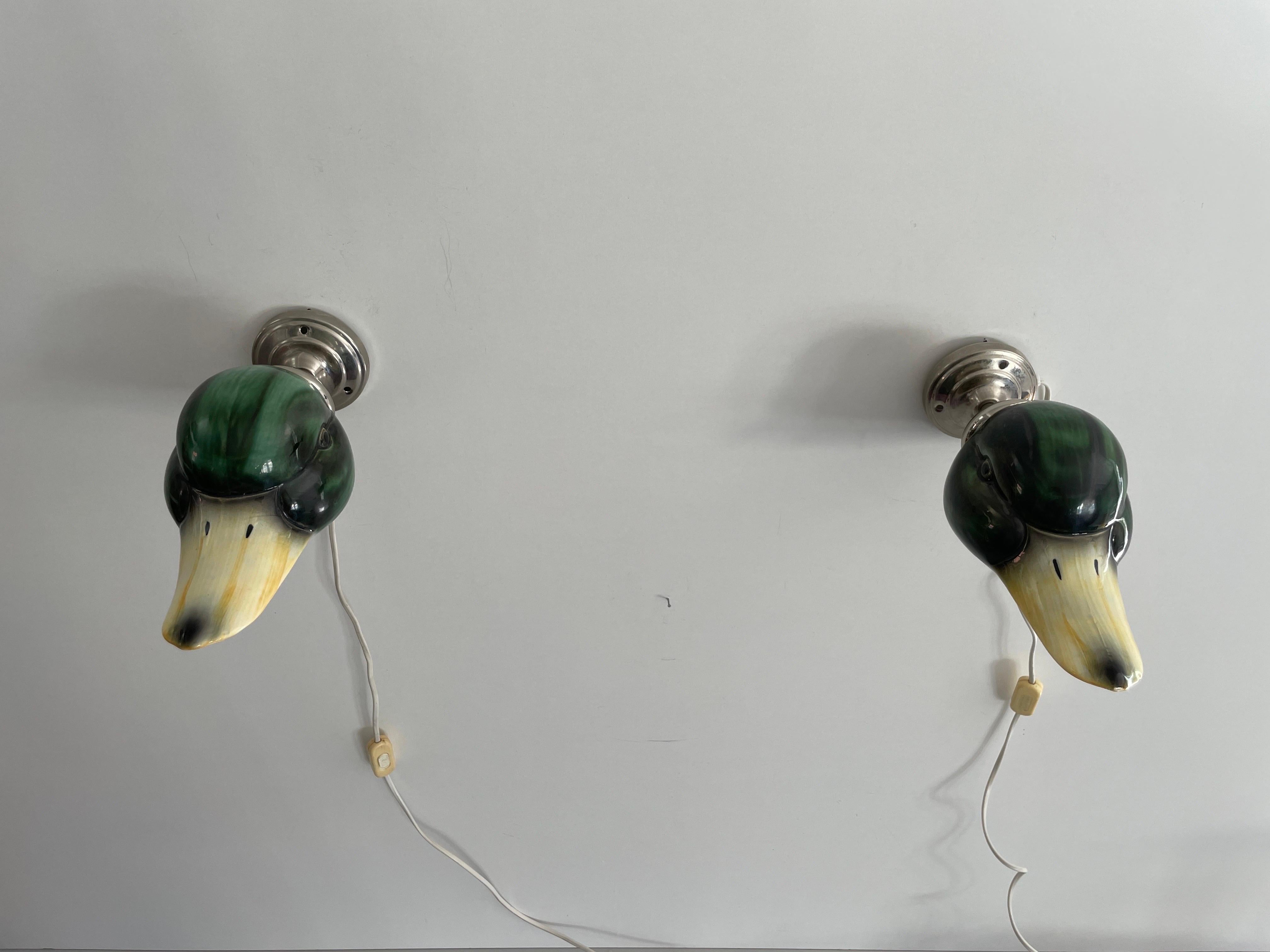 Coppia di lampade con paralume di anatra in porcellana della Gamla Stan's Lamp Factory, anni '70, Svezia in vendita 6