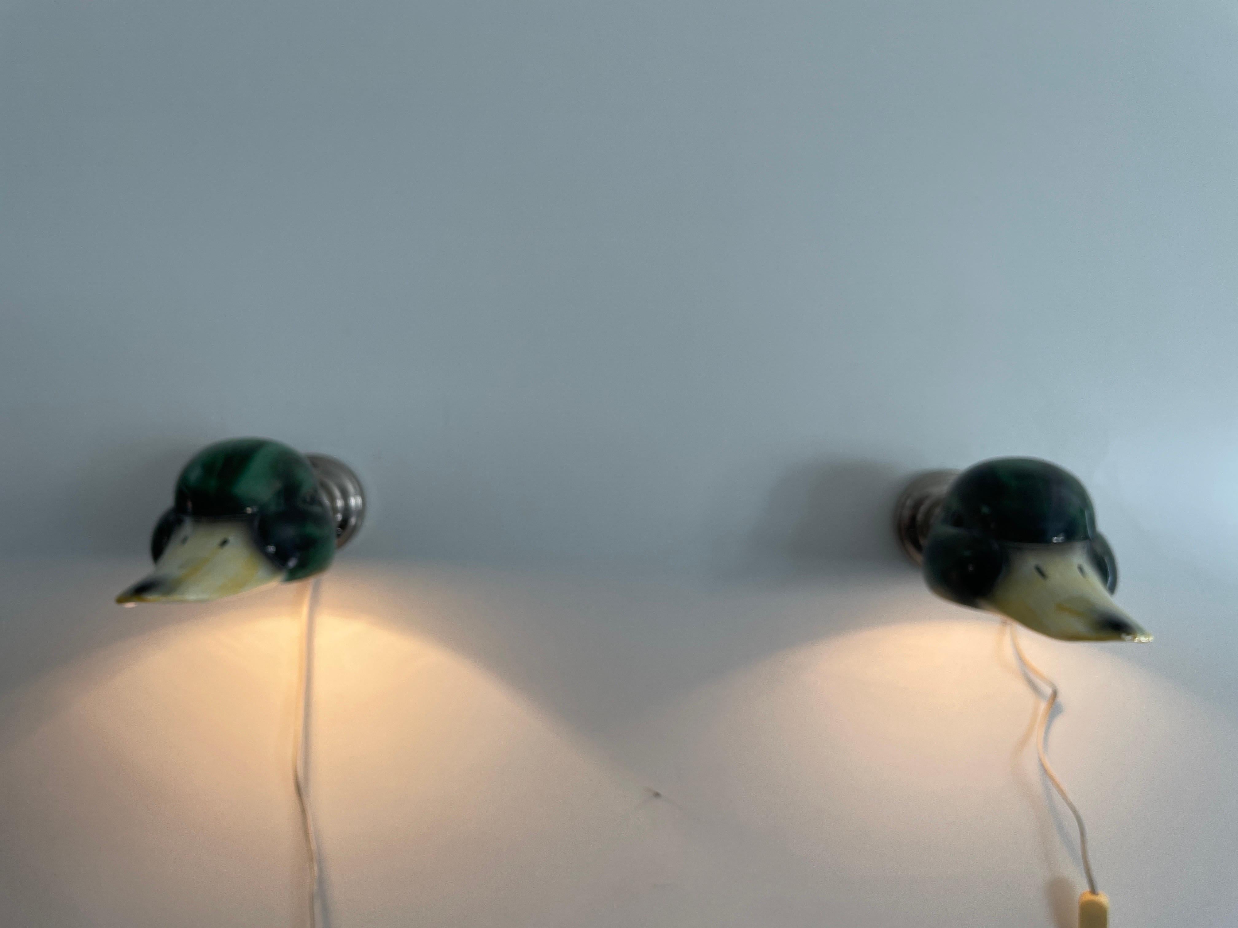 Coppia di lampade con paralume di anatra in porcellana della Gamla Stan's Lamp Factory, anni '70, Svezia in vendita 7