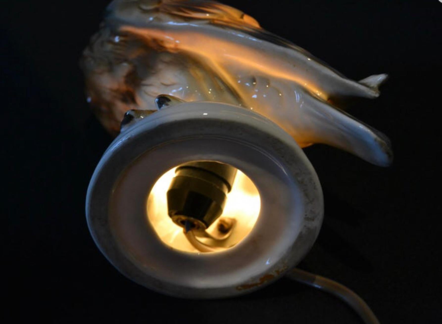 Porcelain Eagle Perfume Lamp, 1930s, Germany In Good Condition For Sale In Retie, BE
