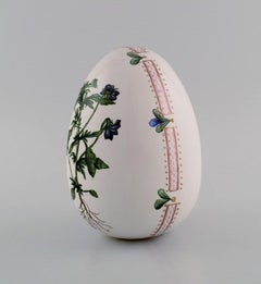 Porcelain Egg, Hand-Painted Flowers, Flora Danica Style