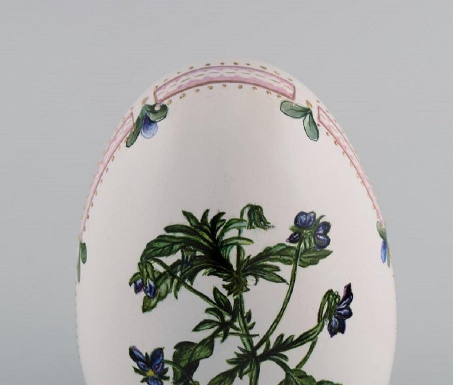 Contemporary Porcelain Egg, Hand-Painted Flowers, Flora Danica Style For Sale