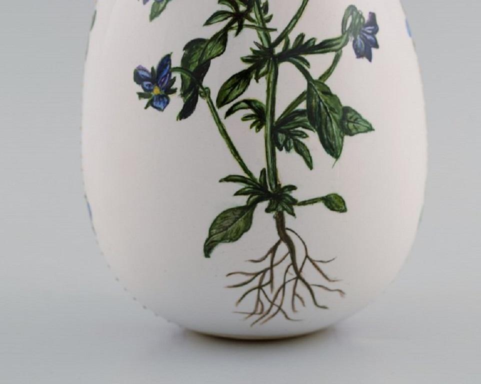 Ceramic Porcelain Egg, Hand-Painted Flowers, Flora Danica Style For Sale