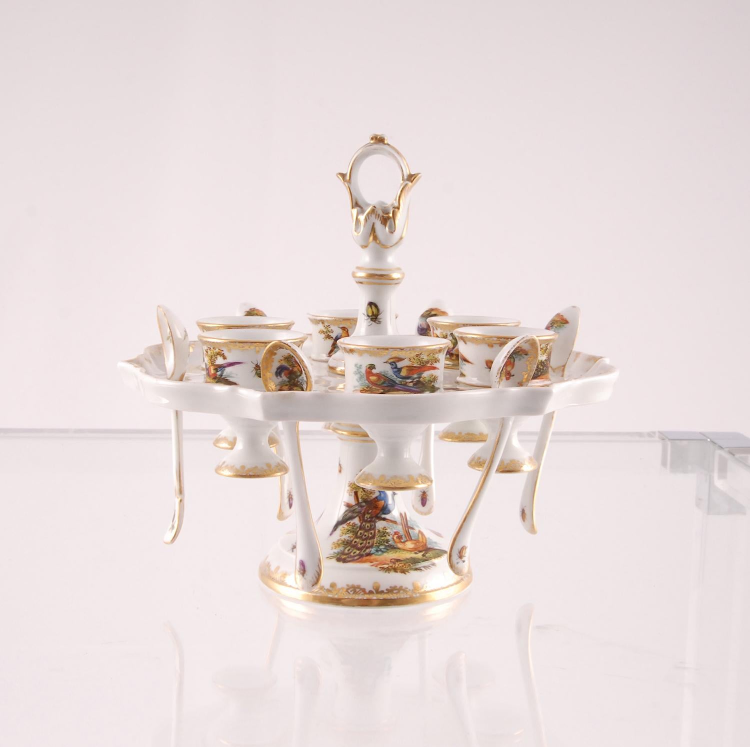 Porcelain Egg Stand Cruet 18th century Meissen Style Victorian German Handmade 8