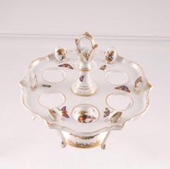 Porcelain Egg Stand Cruet 18th century Meissen Style Victorian German Handmade
