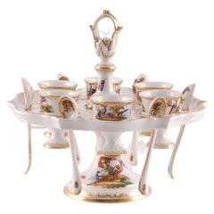 Porcelain Egg Stand Cruet 18th century Meissen Style Victorian German Handmade