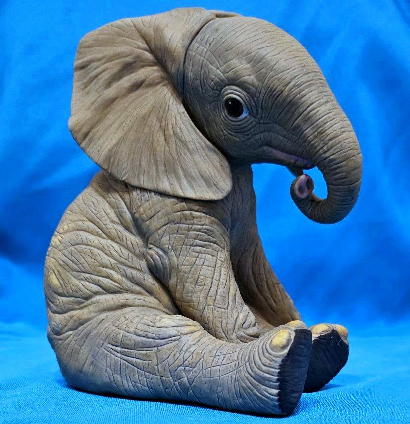 Porcelain Elephant Calf Sculpture by Lenox For Sale 3