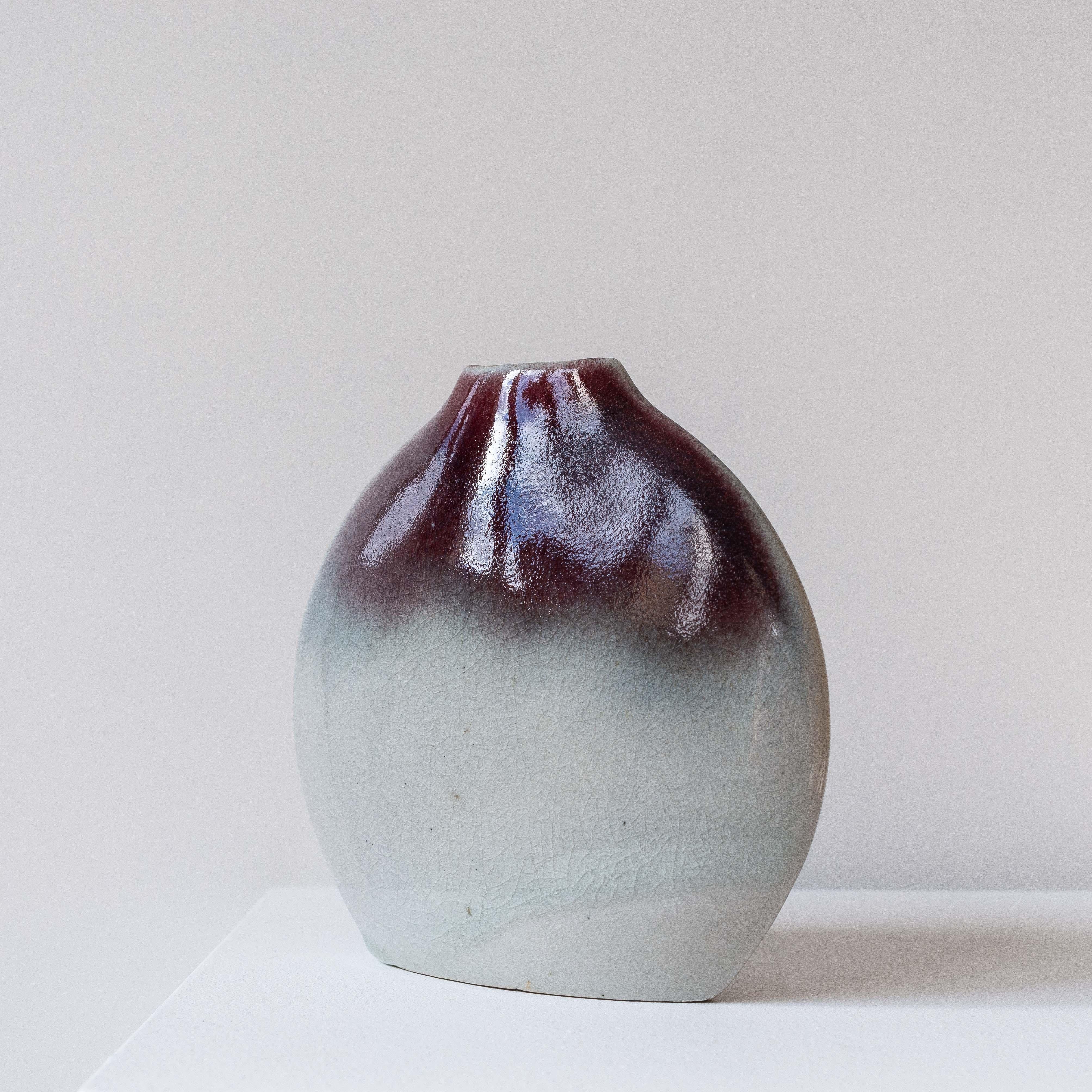 Mid-Century moderno Vaso in porcellana smaltata di Yves Mohy per Virebent, anni '70 in vendita