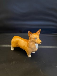 Porcelain English Figure of a Cardigan Welsh Corgi Dog, Early 20th Century