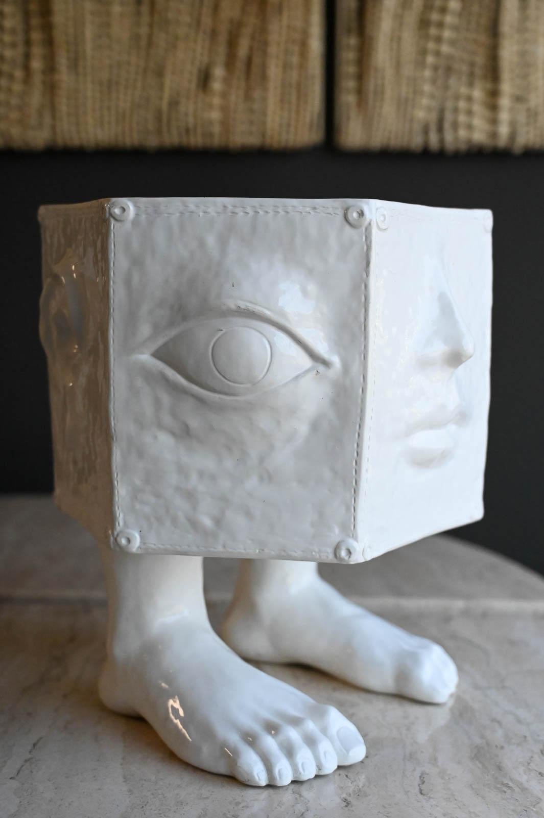 Mid-Century Modern Porcelain Face and Foot Planter by Taste Setter Sigma Italy, ca. 1970 For Sale