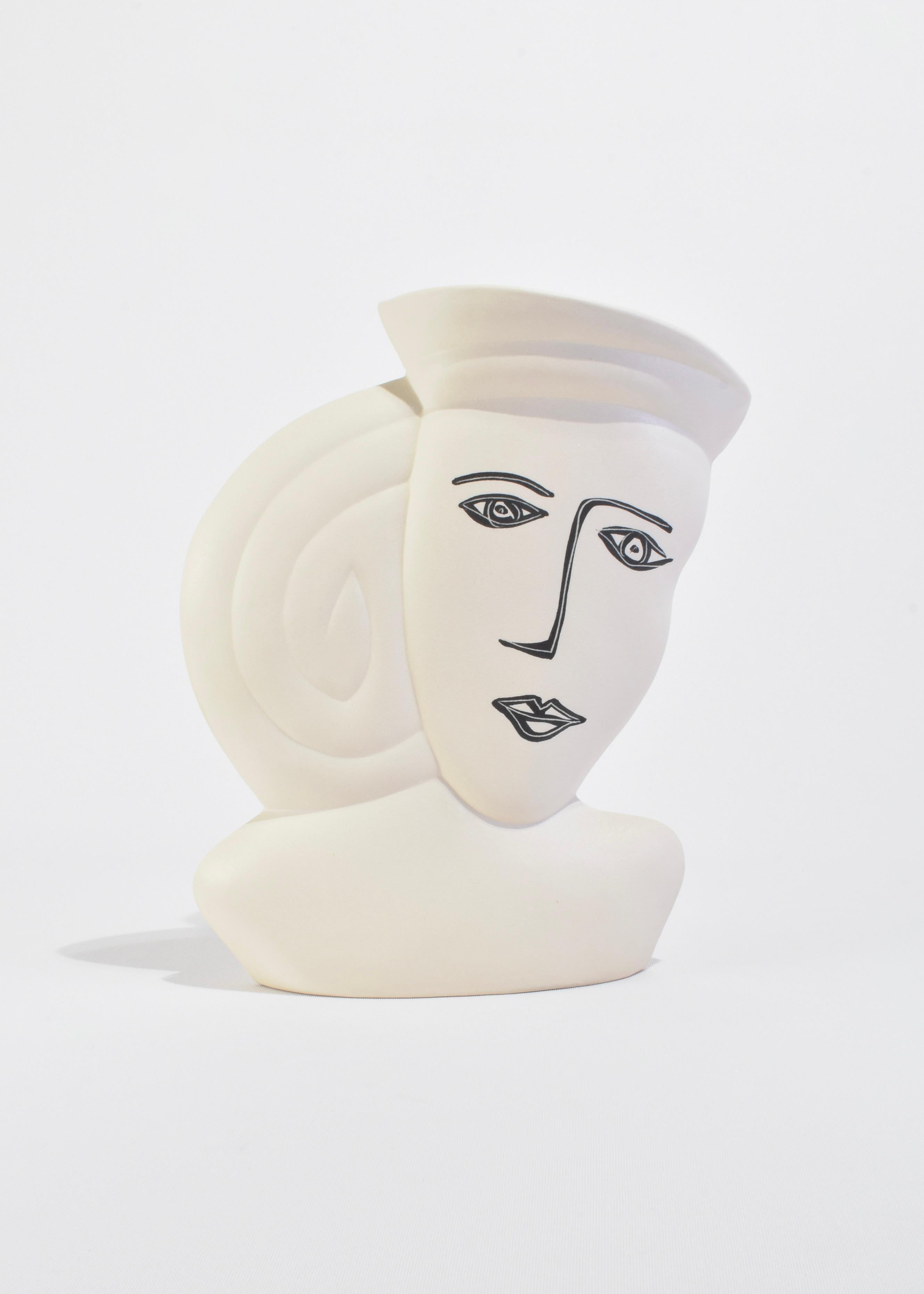 Hand-Crafted Porcelain Face Vase For Sale