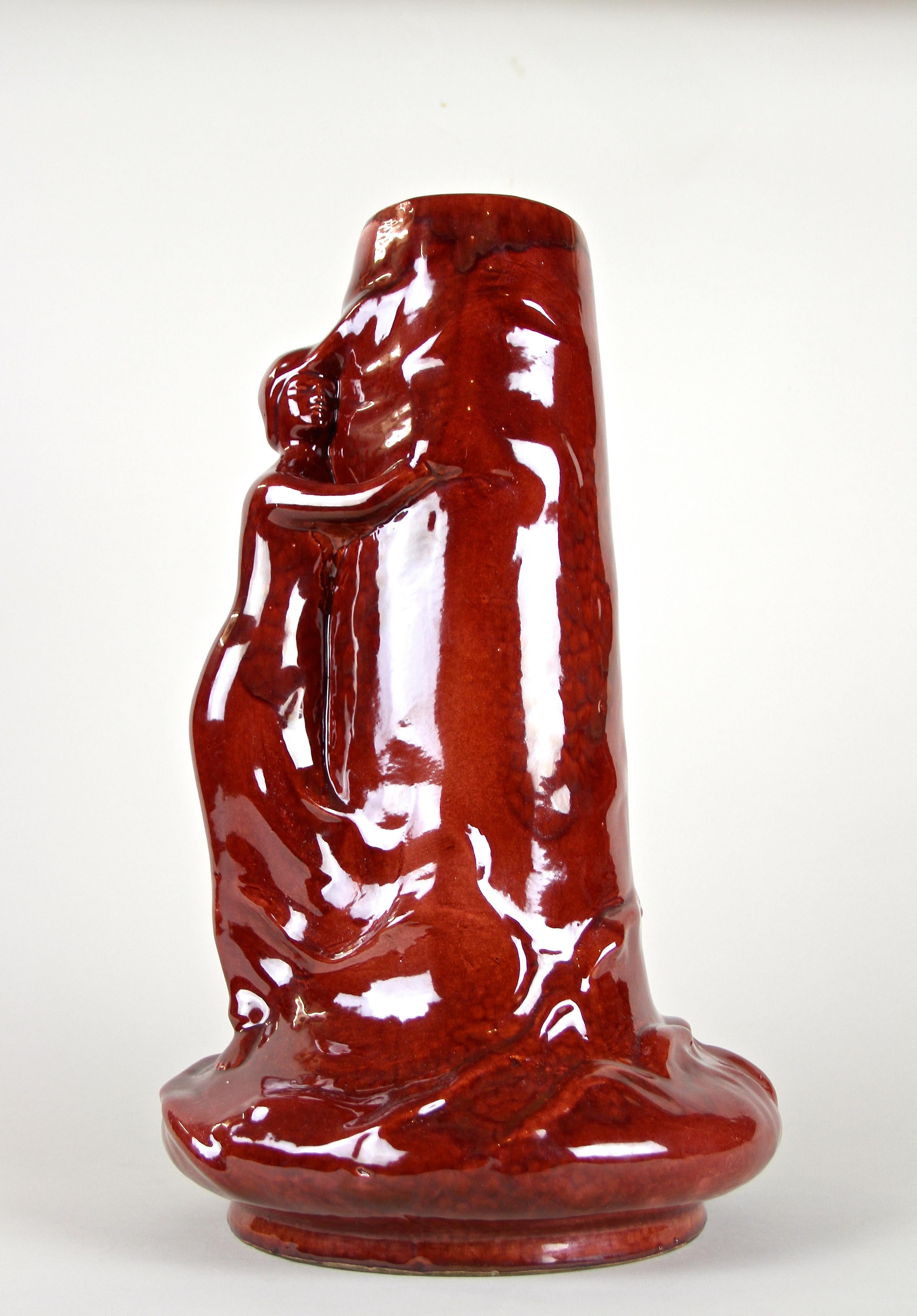 Porcelain Faience Vase with Red Eosin Glaze by Zsolnay Art Nouveau, Hungary 1899 4