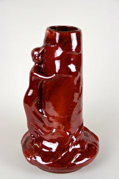 Porcelain Faience Vase with Red Eosin Glaze by Zsolnay Art Nouveau, Hungary 1899