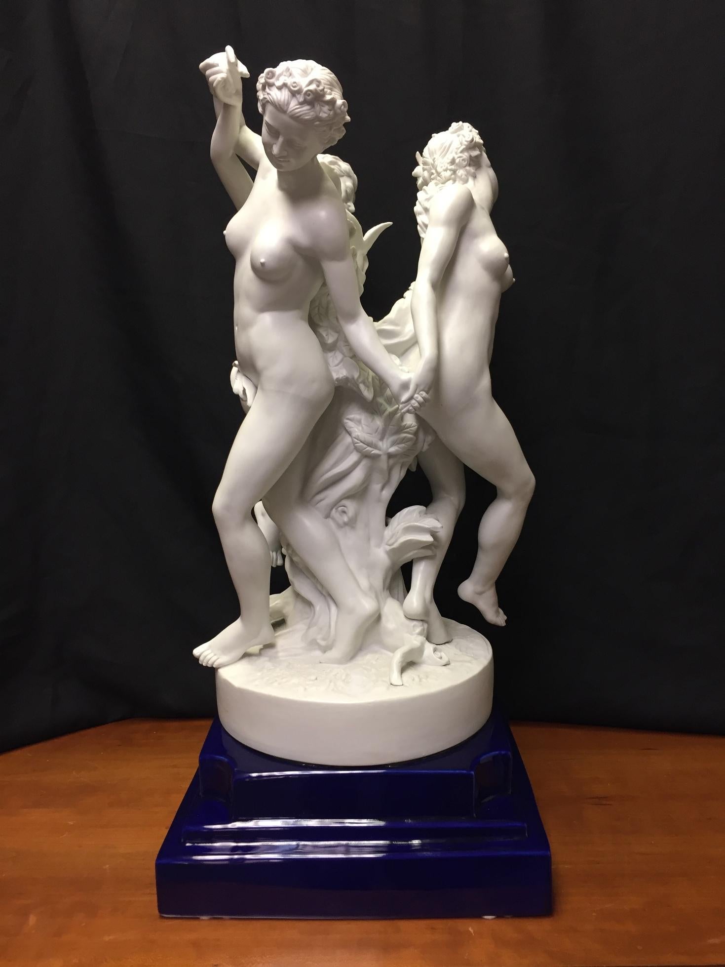 Porcelain Figural Centrepiece of the Three Graces, Marked In Good Condition In Cypress, CA