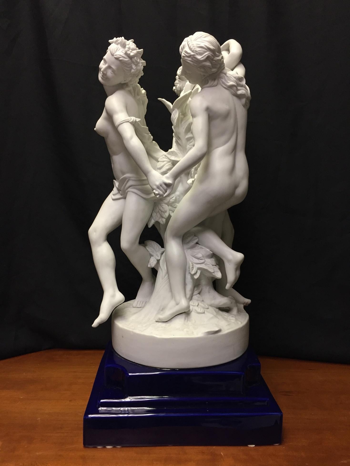 Porcelain Figural Centrepiece of the Three Graces, Marked 1