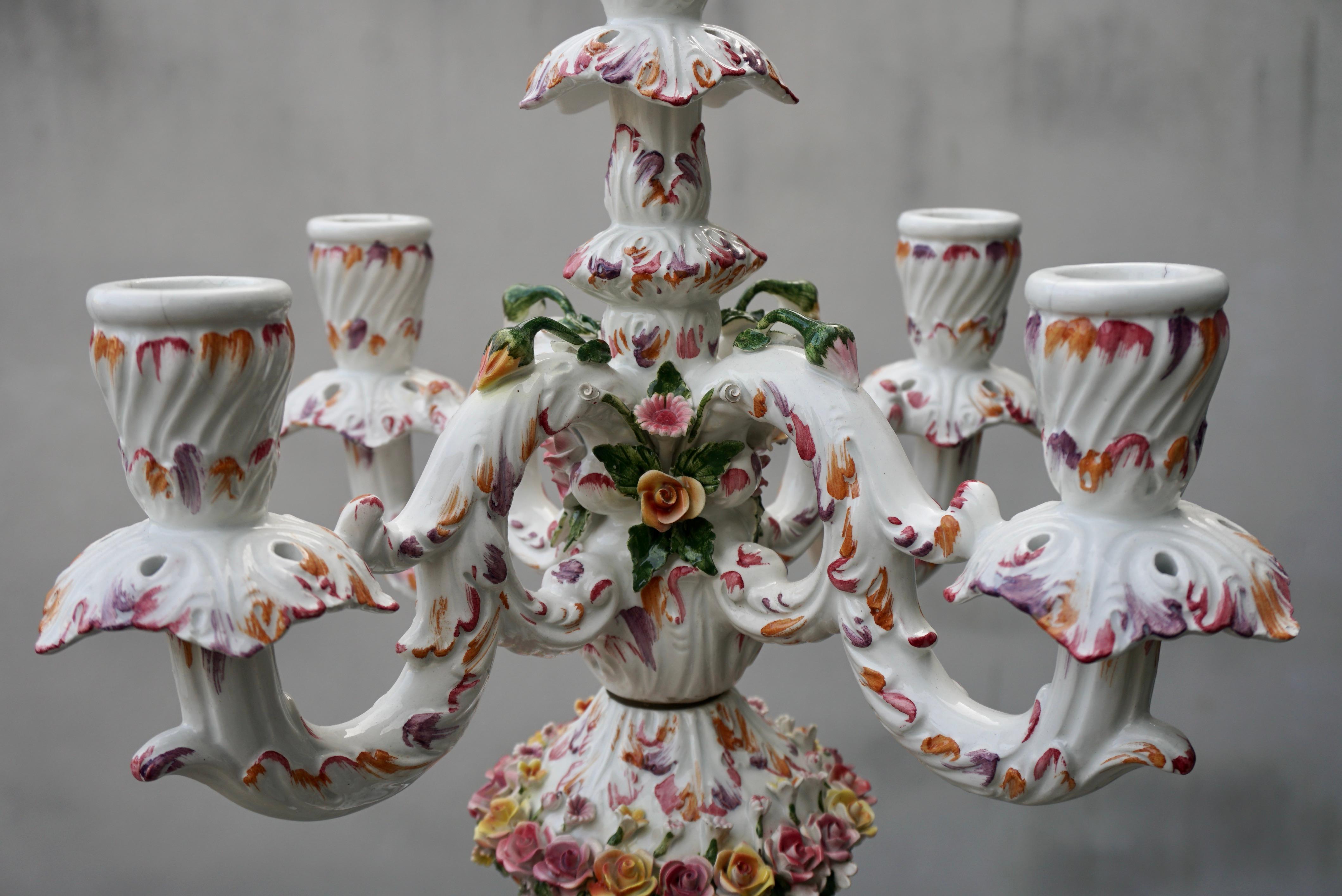 Porcelain Figural Cherub Floral Candelabra  For Sale 7