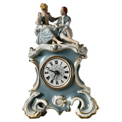 Porcelain Figural clock Royal Dux, Czechoslovakia