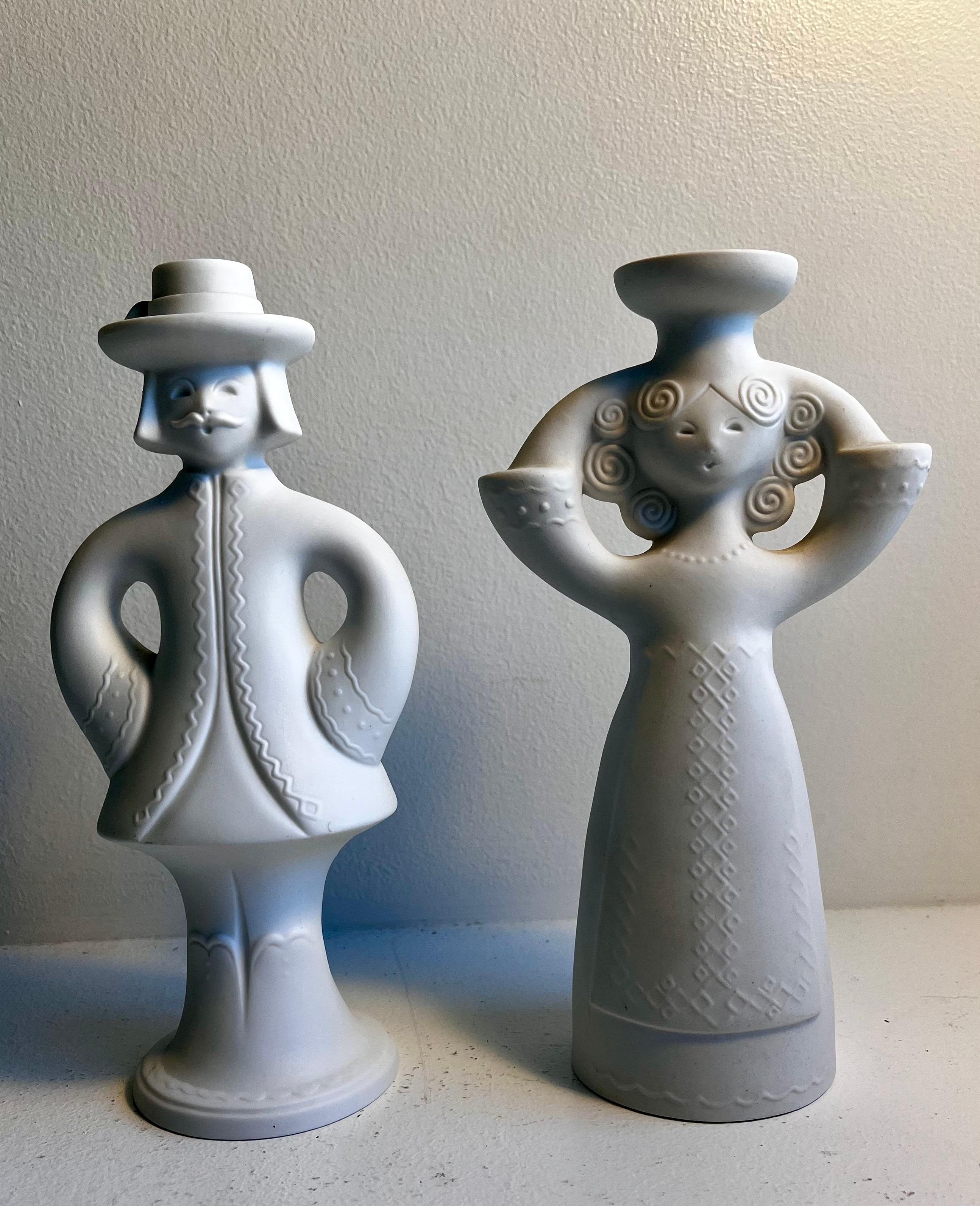 Figurative Candle Holders
by AK Kaiser, Germany
Biscuit Porcelain
circa 1970'

Male Figure is 3.75