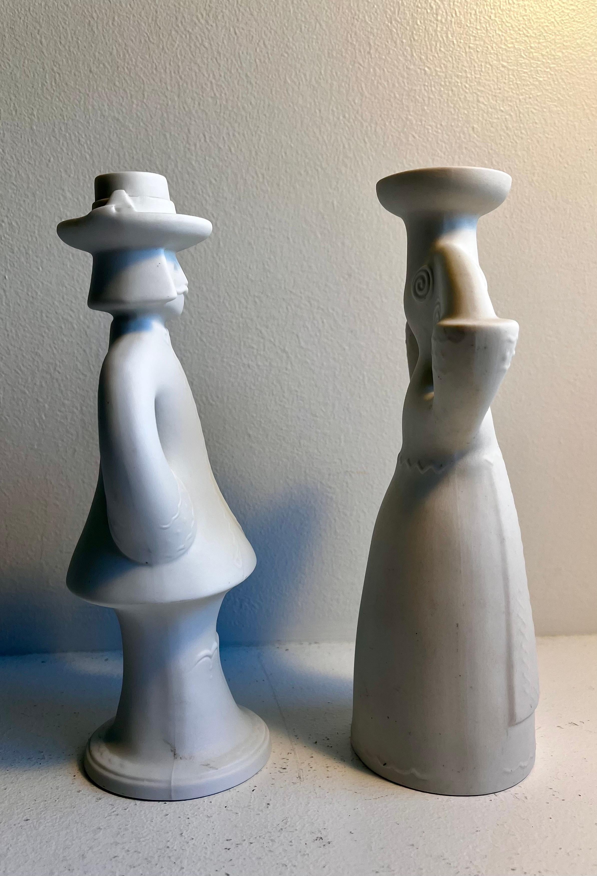 Mid-Century Modern Porcelain Figurative Candle Holders in the style of Bjorn Wiinblad by AK Kaiser For Sale