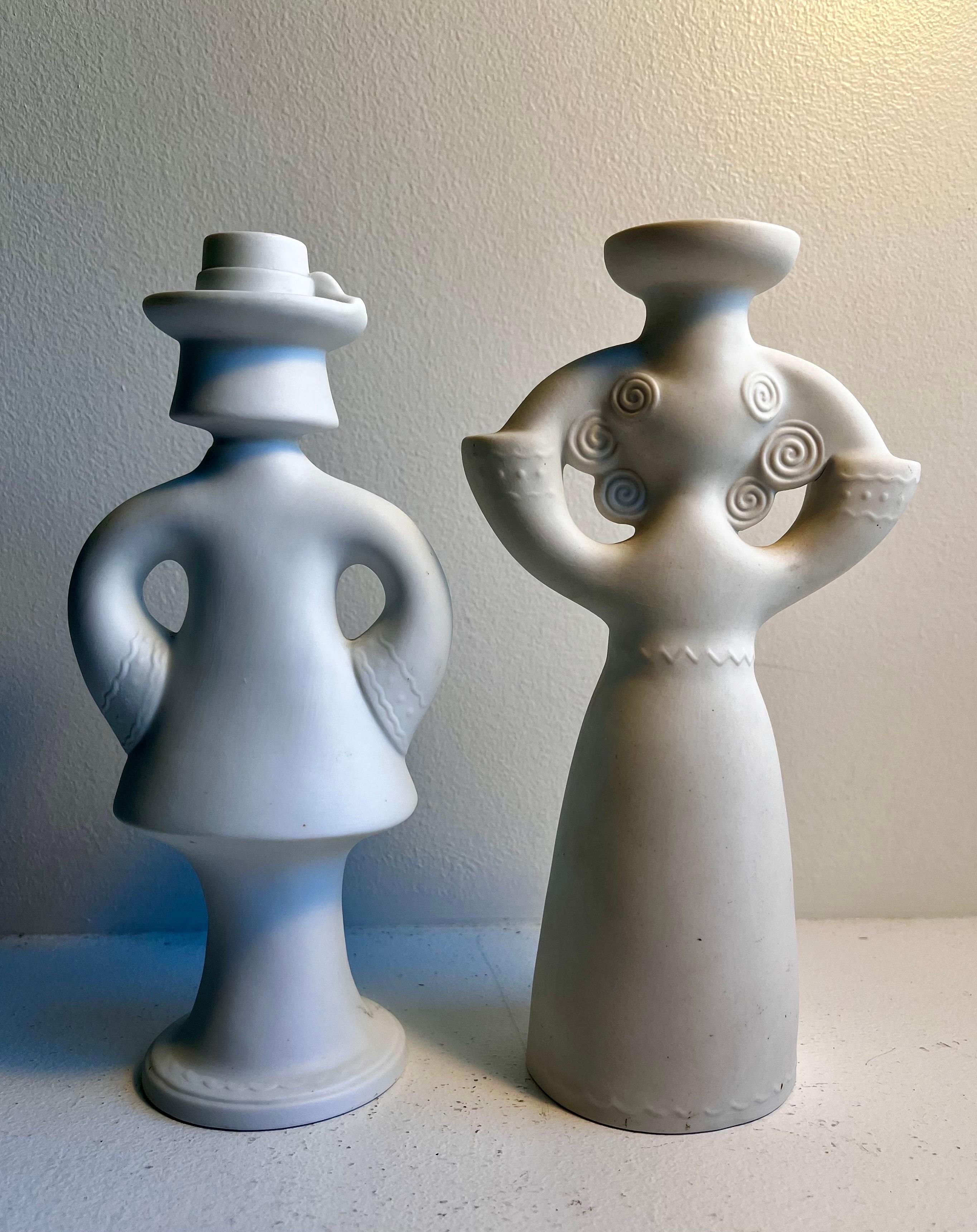German Porcelain Figurative Candle Holders in the style of Bjorn Wiinblad by AK Kaiser For Sale