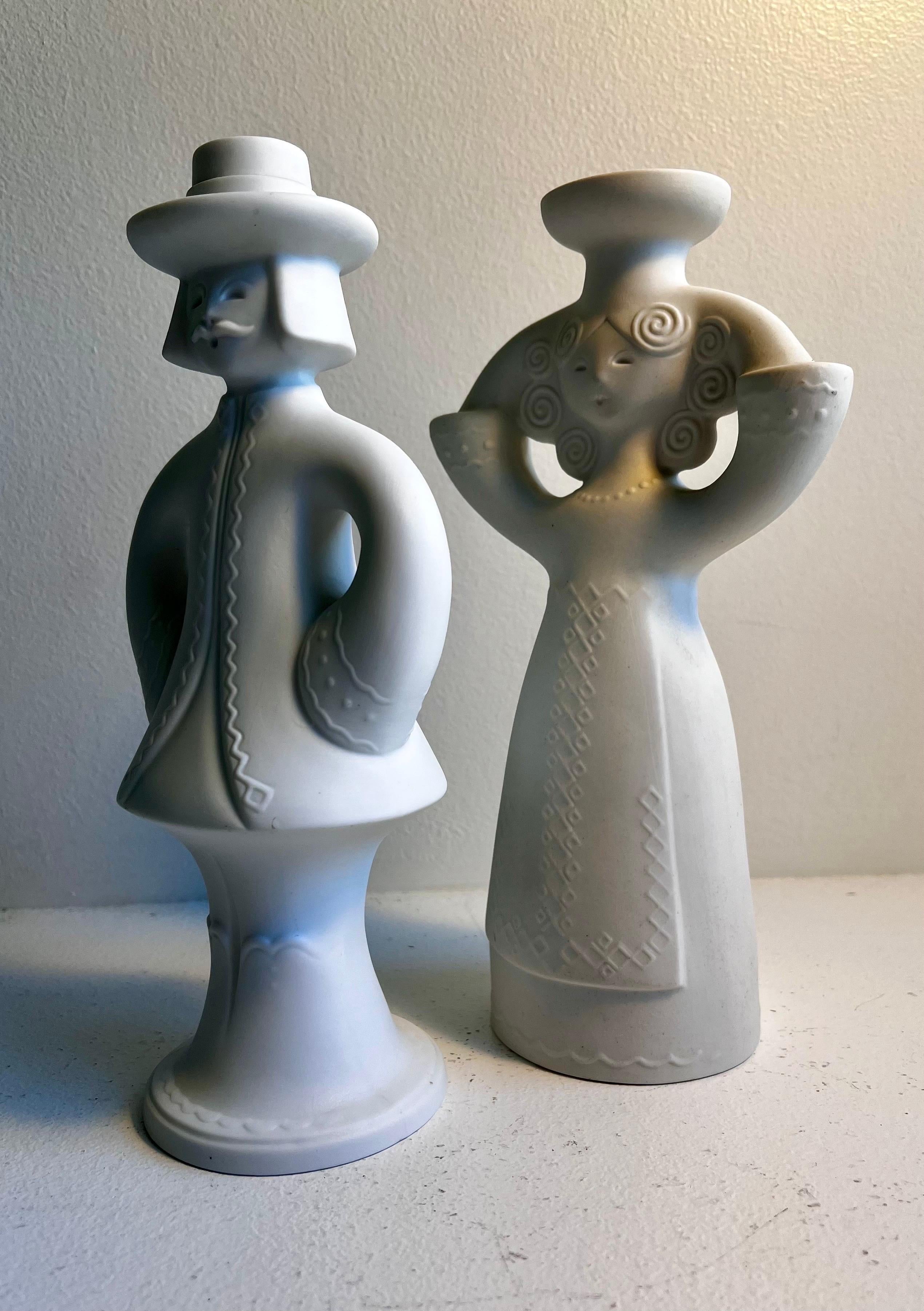 Late 20th Century Porcelain Figurative Candle Holders in the style of Bjorn Wiinblad by AK Kaiser For Sale