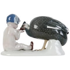 Porcelain figure "Child Feeding a Guinea Fowl", Goebel Wilhelmsfeld, Germany