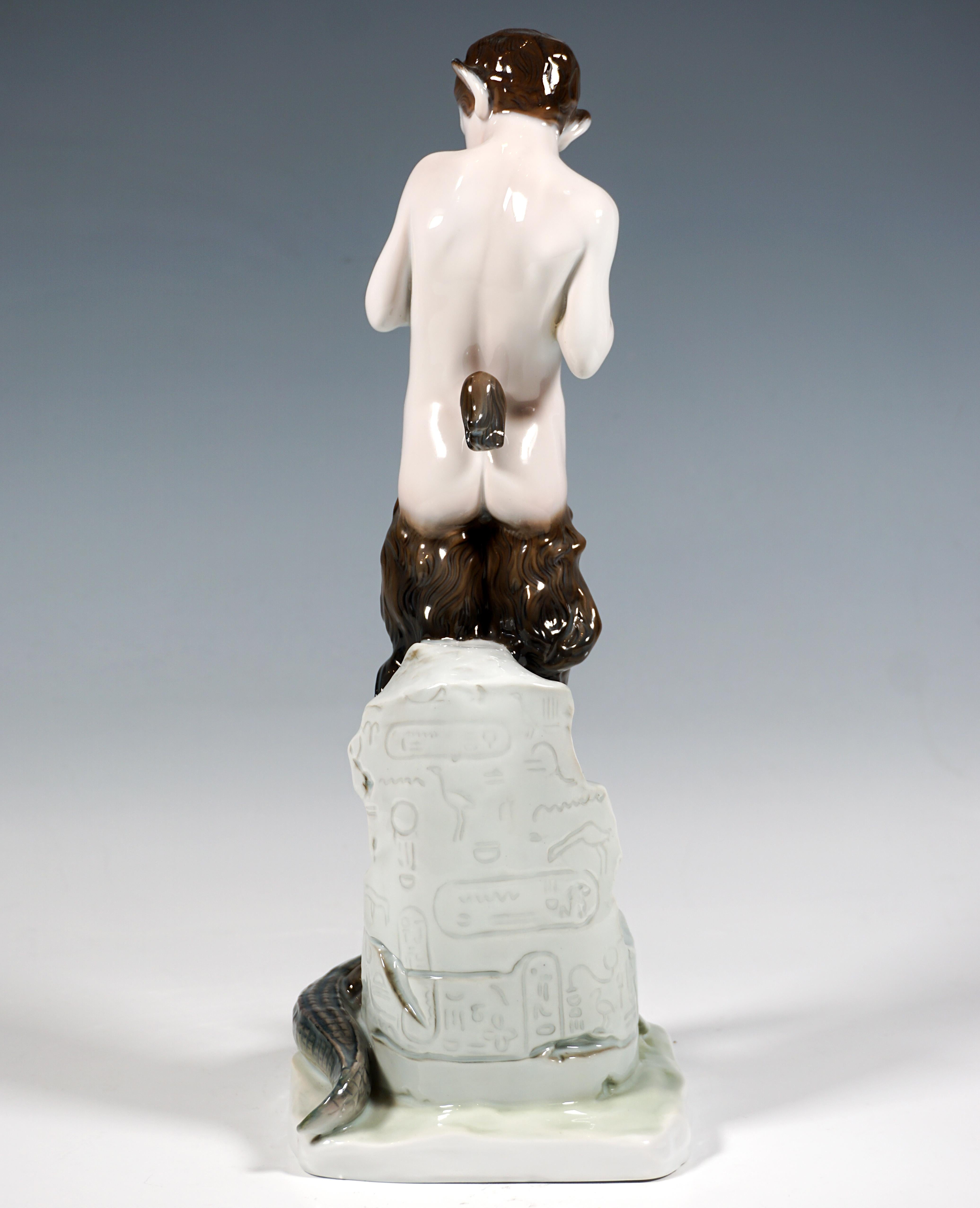 Art Nouveau Porcelain Figure, Faun With Crocodile, By Rosenthal Selb, Germany, Circa 1923 For Sale