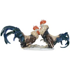 Porcelain figure "Fighting Roosters", Rosenthal, Germany, 1962, Model 902