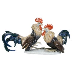 Porcelain figure "Fighting Roosters", Rosenthal, Germany, 1962, Model 902