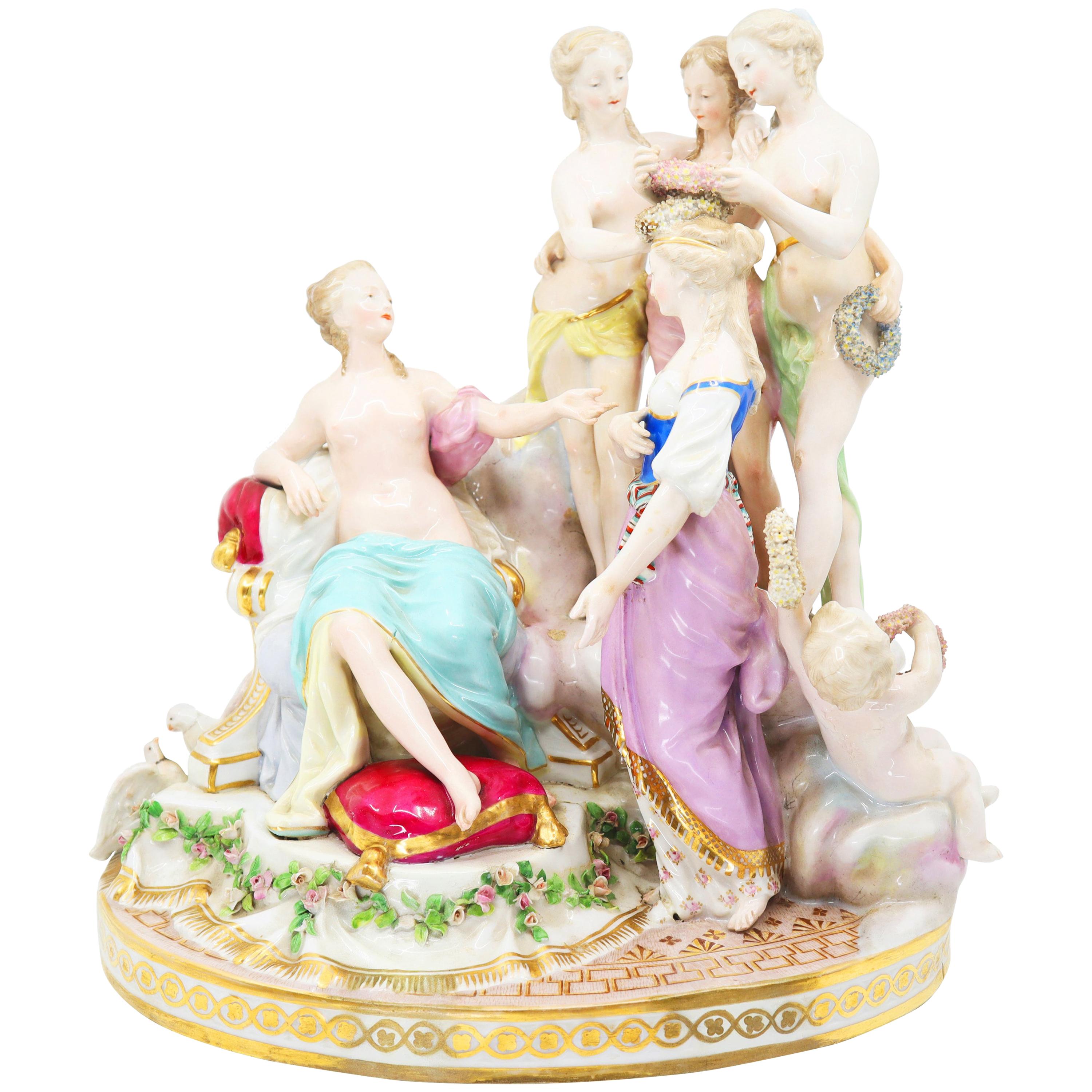 Porcelain Figure Group of Venus and Muses Samson 19th Century, Sevres French