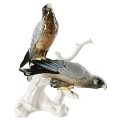 Figura de porcelana «Hen Harriers», Alemania. Obra de Karl Ens, décadas de 1950 y 1960