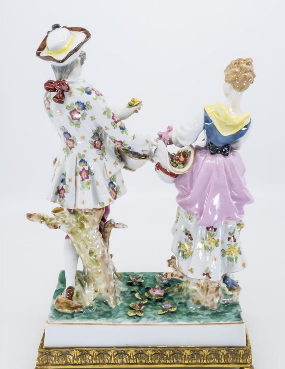 Porcelain Figure of a Couple, Hand Painted, Hochst, German, 19th Century For Sale 2