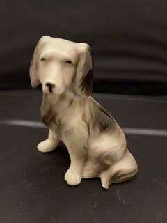 Porcelain Dog Sculpture, 20th Century, Japanese Craftsmanship, 4" Tall