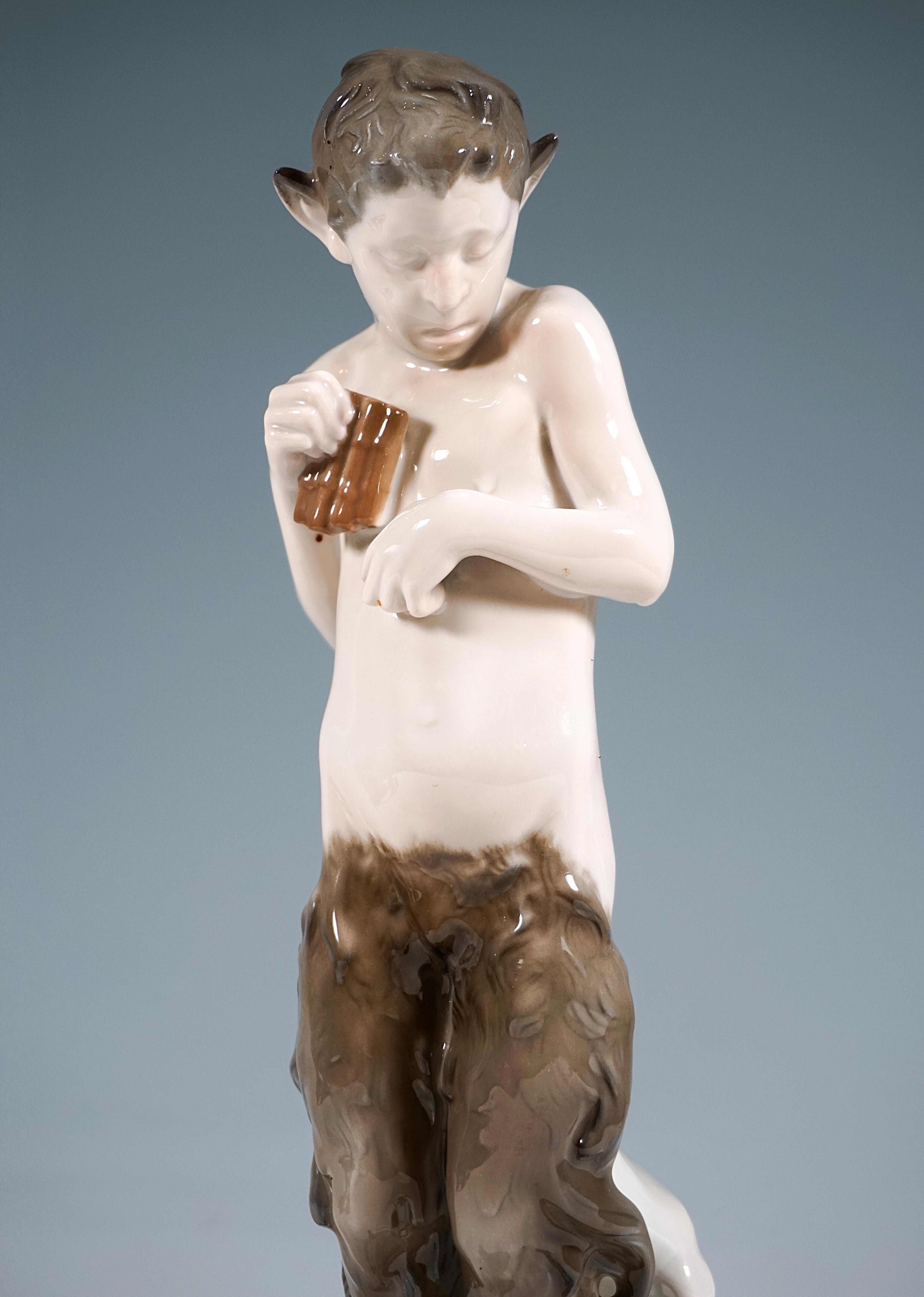 Porcelain Figure Of A Faun With Crocodile Rosenthal Selb Germany Circa 1924 In Good Condition For Sale In Vienna, AT