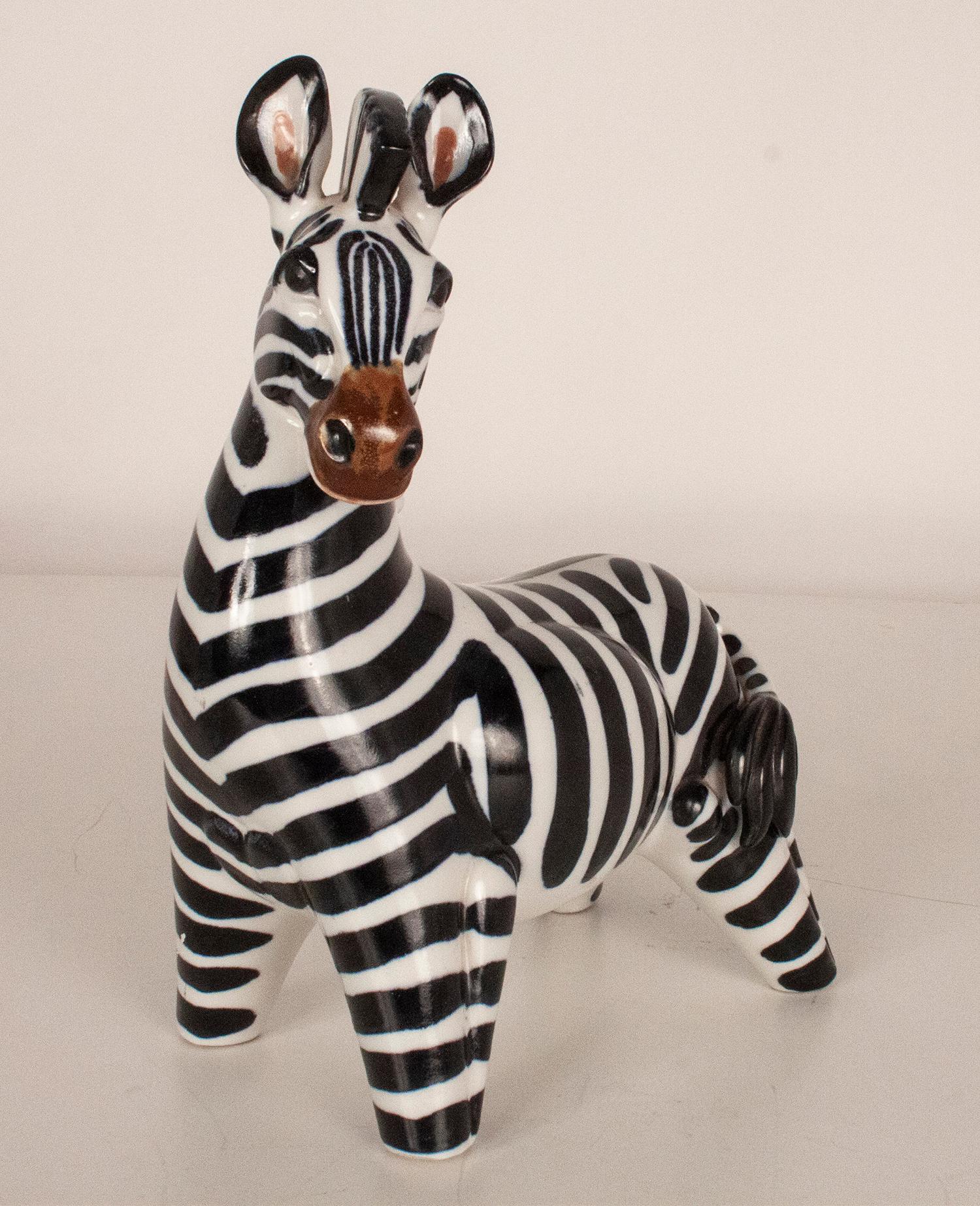 Porcelain Figure of Zebra from Sargadelos, Spain 1970s 4