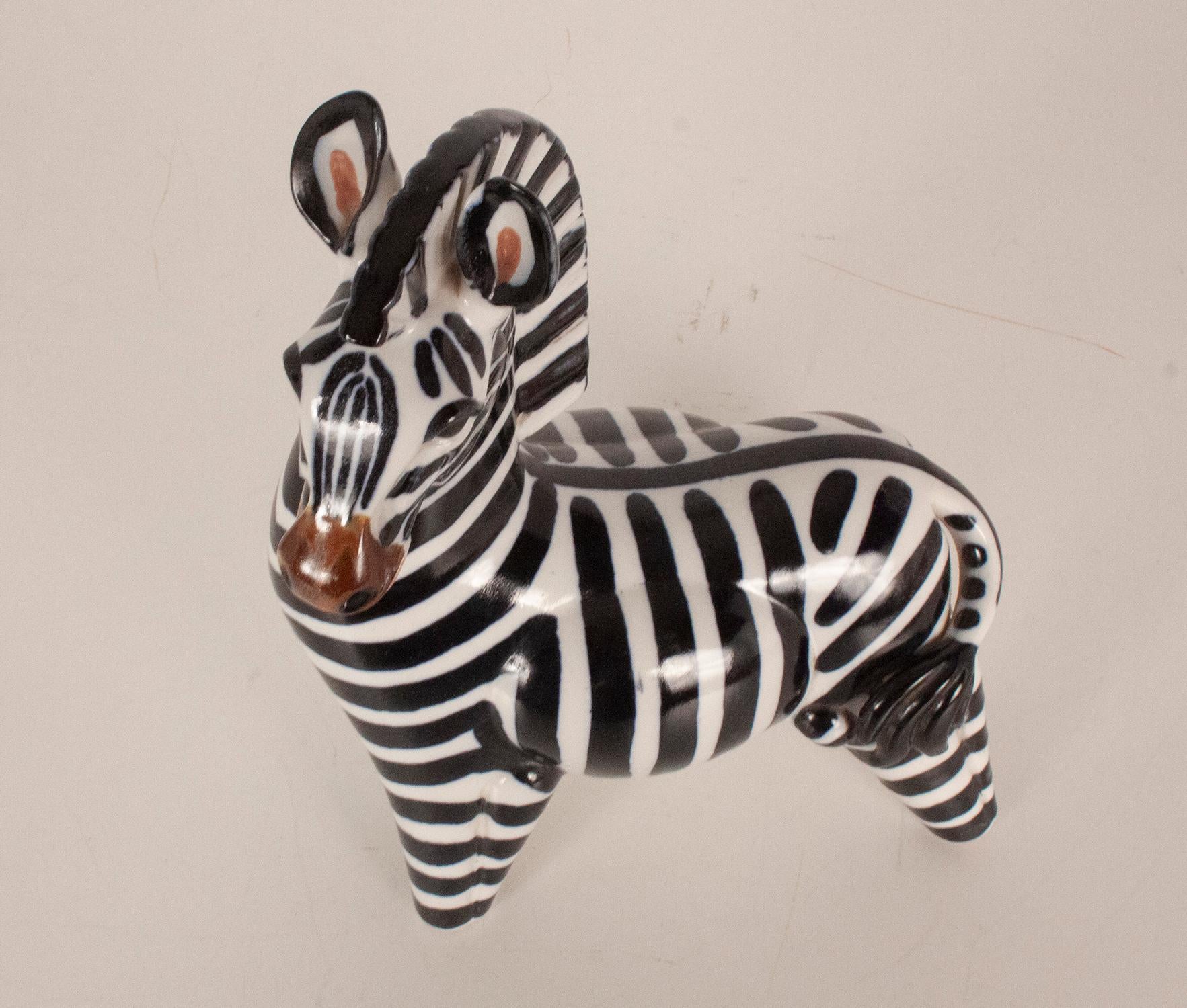 Spanish Porcelain Figure of Zebra from Sargadelos, Spain 1970s