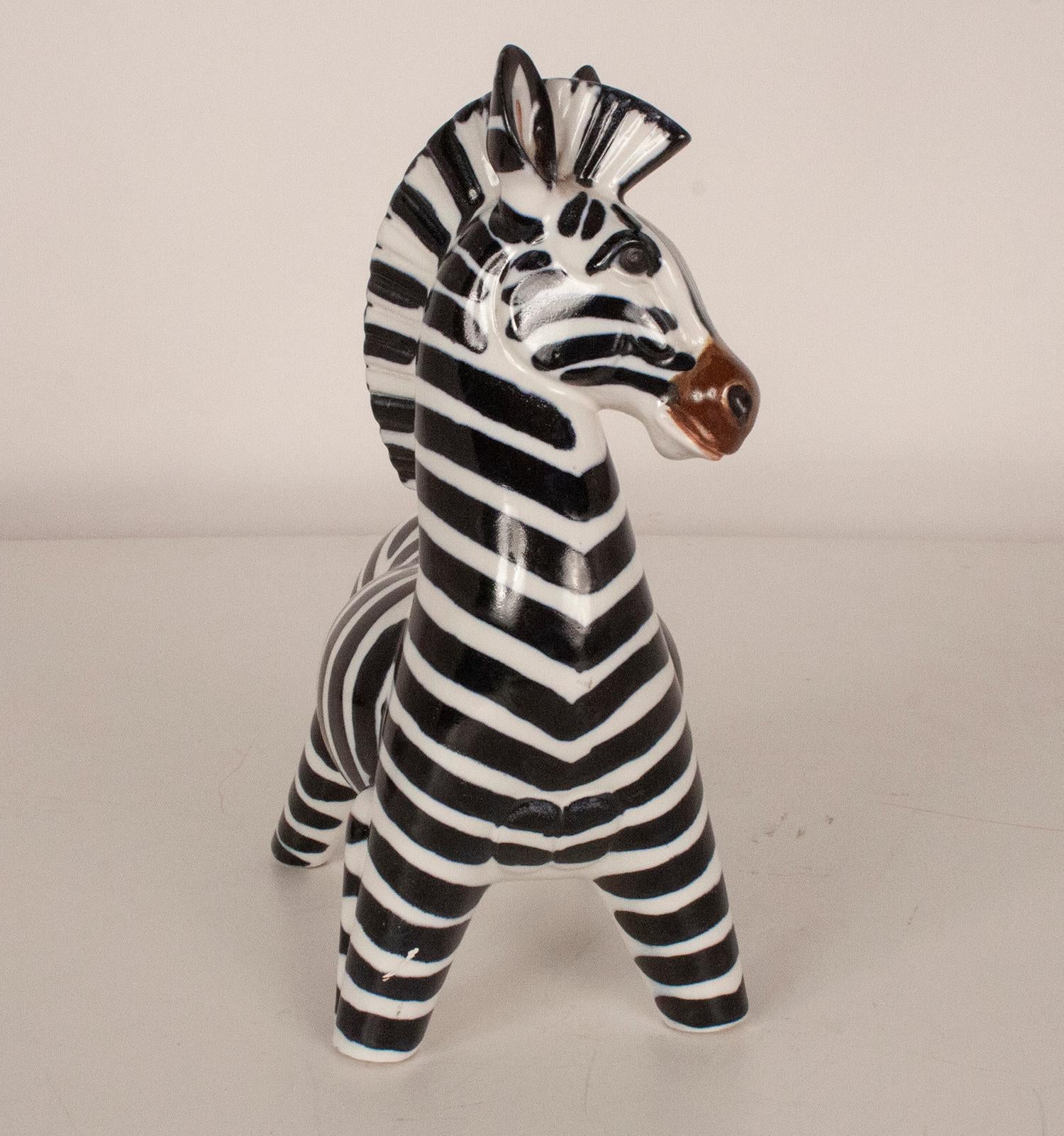 Porcelain Figure of Zebra from Sargadelos, Spain 1970s 1