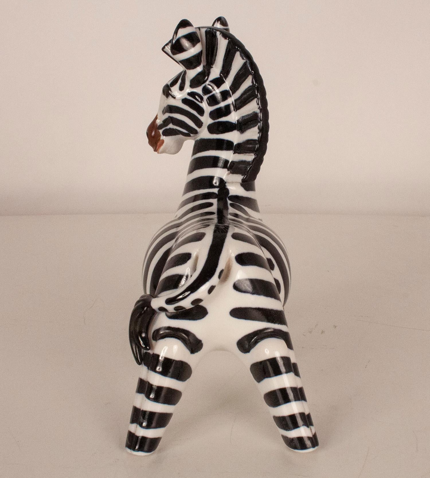 Porcelain Figure of Zebra from Sargadelos, Spain 1970s 2