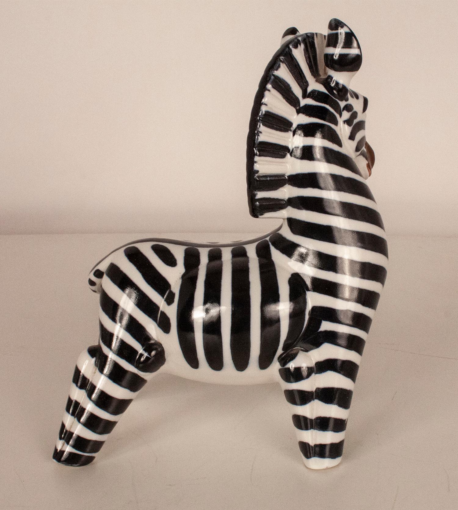 Porcelain Figure of Zebra from Sargadelos, Spain 1970s 3