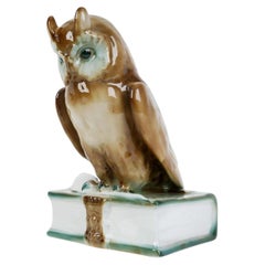 Porcelain Figure "Owl on Book" by Zsolnay Porcelánmanufaktúra Zrt, 1970s - 1980s