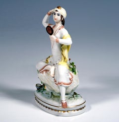 Porcelain Figure, Seated Oriental Woman with Mirror, R. Förster, Rosenthal, 1923