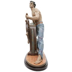 Statuetta in porcellana "Il marinaio nel mare in tempesta", Spagna, Valencia, opera di Salvador Furio, anni 2000