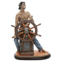 Statuetta in porcellana "Il marinaio nel mare in tempesta", Spagna, Valencia, opera di Salvador Furio, anni 2000